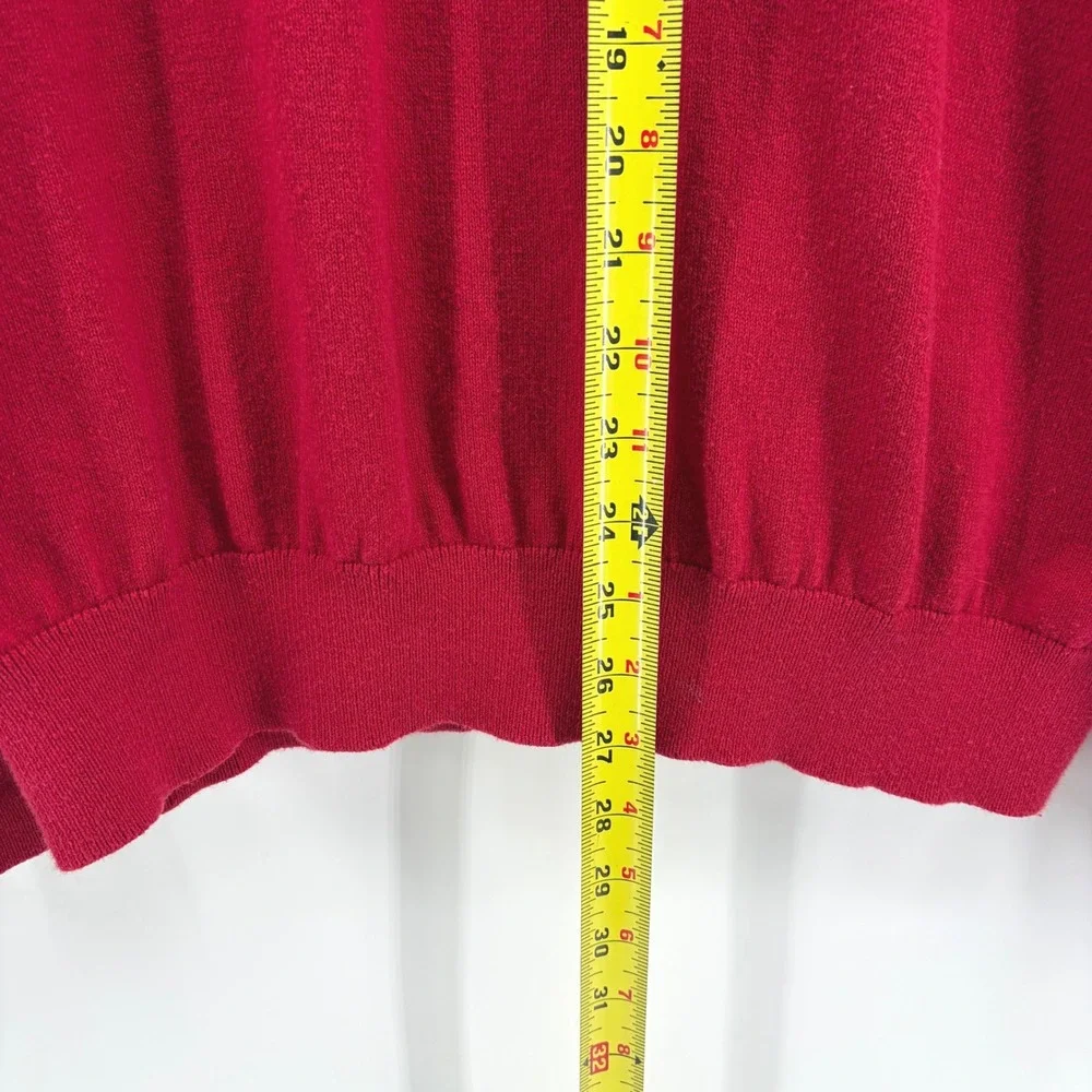 LL Bean Mens Medium Red‎ Cotton Cashmere V-Neck Pullover Sweater 274603 M-REG
